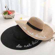 Handmade Weave letter Sun Hats For Women Black Ribbon Lace Up Large Brim Straw Hat Outdoor Beach hat Summer Caps Chapeu Feminino 2024 - buy cheap