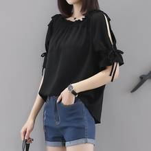 women blouse new arrival Half Sleeve Hollow Out Cold Shoulder Drawstring Loose  Blouse Top for women fashiong Summer Black xxxxl 2024 - buy cheap