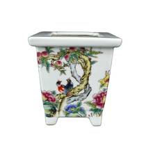 Maceta china antigua de porcelana Pastel Fushou, flor y pájaro cuadrilátero 2024 - compra barato
