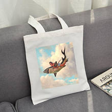 Ulzzang Funny Print Casual Canvas Bag Large Capacity Tote Bags Shopper Harajuku Vintage Ins Fashion Women Chic Shoulder Bags 2024 - buy cheap