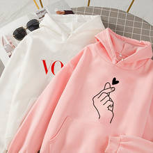 Than love Print Casual Hoodie Harajuku Estética Branco Rosa Tops Hoodies Mulheres Outono Inverno Sudaderas Moletom Fofo 2024 - compre barato