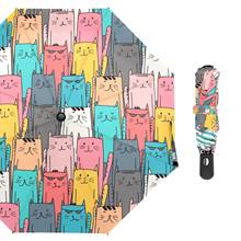 Paraguas con estampado de gato para niños y mujeres, sombrilla totalmente automática con dibujo de gato, protección solar, a prueba de viento, ideal para viajes, 8 varillas, novedad 2024 - compra barato