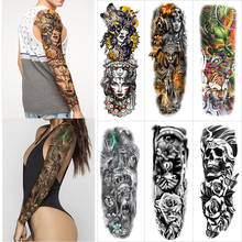 Tatuaje de brazo completo, pegatinas grandes, tatuajes Flash, manga, tatuaje falso temporal, flor, dragón, Tigre, conejo, Calavera, tatuaje de muslo 2024 - compra barato