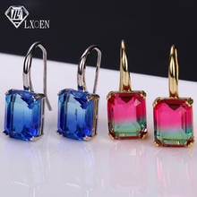 LXOEN Fashion Multicolor Women Wedding Clip Earrings for Party Dating Luxury Square Female Bride Earrings Clips Jewelry Gift 2024 - buy cheap