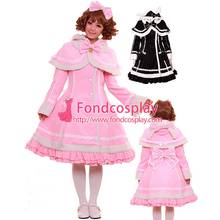 fondcosplay Gothic Lolita Punk Sweet Pink Wool Coat Jacket With Cape dress Cosplay Costume Tailor-made[CK1344] 2024 - buy cheap
