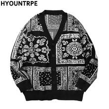 Mens Harajuku Knitted Sweater Cardigan Retro Vintage Hip Hop Streetwear Autumn Winter Cotton Casual Open Buttons Sweaters Black 2024 - buy cheap
