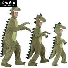 Новый комбинезон-кигуруми с динозавром, зеленые Мультяшные животные, для Хэллоуина, косплея, рождественские костюмы для родителей и детей, фланелевый удобный 2024 - купить недорого