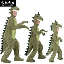 New Dinosaur Kigurumi Green Cartoon Animal Jumpsuit Halloween Cosplay Christmas costumes for parent-child Flannel Comfortable 2024 - buy cheap