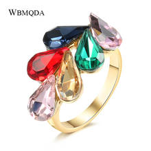 Wbmqda Jewelry Luxury Crystal Stone Vintage Rings For Women With Pink Rhinestones Fashion Gold Color Boho Jewelry Wholesale 2024 - buy cheap