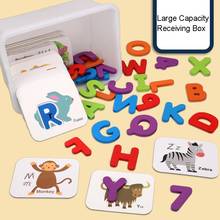 Wooden A-Z Alphabet Letters Animal Number Card Puzzle Recognition Infant Baby Learning Educational Toys 2024 - compre barato