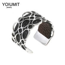 Cremo Adjustable Size Rings For Female Birthday Gift Stainless Steel Rings Interchangeable Leather Cuff Ring Bague Women Jewelry 2024 - buy cheap