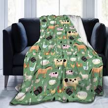 Manta de microfranela para el hogar, cobertor de lana ultrasuave y cálida para decoración de sofá y cama, con bonito diseño de animales de granja, vaca, cerdo, pollo y pato 2024 - compra barato