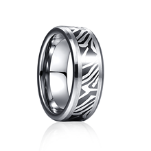 Anillos de carbono de Color plateado para hombre, anillo de acero de tungsteno con patrón de cebra de 8mm 2024 - compra barato
