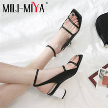 MILI-MIYA Hot Selling Concise Genuine Leather Peep Toe Women Gladiator Sandals Thick High Heels Office Lady European Shoes 2024 - buy cheap