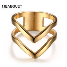 Ring for Women Gold Color Stainless Steel Exquisite Shiny Polished Double Chevron V Shape Knuckle Ring 2024 - buy cheap