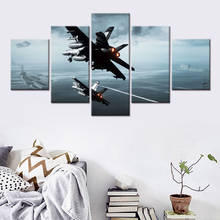 Modular HD 5 Pieces Plane Airplane Aircraft Helicopter War Fight Poster Canvas Art Prints Wall Picture Painting Home Decor 2024 - buy cheap