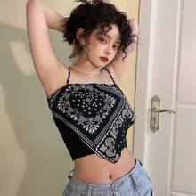 Women Vintage Ethnic Style Irregular Crop Top  Backless Retro Printed Summer Camis Tops Short Strap Top Camisole Y2K 2024 - buy cheap