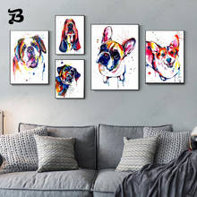 Colorful Animal Dog Canvas Painting Poster Abstract Wall Art Canvas Prints Pictures for Living Room and Bedroom Home Decoration 2024 - buy cheap