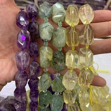 Natural Amethysts Lemon Quartz Prehnite Stone Beads 15'' Irregular DIY Loose Beads For Jewelry Making Women Beads Necklace Gift 2024 - buy cheap