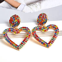 Wholesale ZA Heart-Shaped Dangling Drop Earrings High-Quality Colorful Crystals Jewelry Accessories For Women Christm 2024 - buy cheap