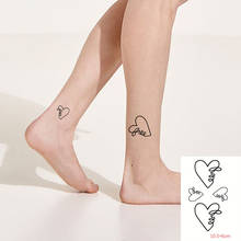 Водостойкая Временная тату-наклейка, минималистичное сердце, слова «love», боди-арт, имитация татуировки для мужчин, женщин и мужчин 2024 - купить недорого
