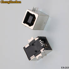 ChengHaoRan 2pcs USB socket B female connector 180 degree full patch Black plastic copper bf socket USB interface Type B port 2024 - buy cheap