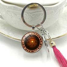Hot! 2019 New Key Ring Horus Eye Cat Dog Claw Glass Convex Round Pendant Key Chain Tassel Hanging Jewelry 2024 - buy cheap