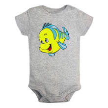 Engraçado bonito peixe flounder coruja bebê recém-nascido menina meninos roupas de manga curta macacão outfits 100% algodão presente natal 2024 - compre barato