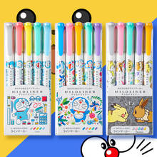 Conjunto caneta marcadora zebra wkt7, conjunto com 5 cores, desenho japonês, papelaria criativa 2024 - compre barato