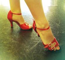 New Red Satin Rhinestone Buckles Wedding Salsa Tango Ballroom Dance Shoes Latin Dance Shoes Salsa Dancing Shoes 2024 - buy cheap