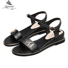 Sgesvier genuine leather shoes woman buckle wedges sandals casual low heels shoes summer sandals women comfortable ladies shoes 2024 - buy cheap