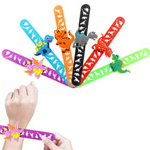6pcs Dinosaur Rubber Slap Bracelet Kid Children Wristband Flexible Wrap Slap Enfant Bangle Christmas New Year Gift 2024 - buy cheap