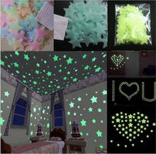 Adesivos de parede luminosos diy 3d 50 peças, adesivos fluorescentes de parede para crianças, quarto do bebê, decoração de casa 2024 - compre barato
