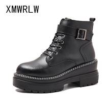 XMWRLW Women's Boots 2020 Autumn Winter Genuine Leather Warm Plush Ankle Boots For Woman Winter Shoes High Heels Ladies Boot 2024 - buy cheap