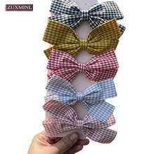 2021 Girls Sweet Plaid Bow Hair Clips cute pink hairpins for kids Lovely Barrettes baby hairclip children Hair Accessories 2024 - buy cheap
