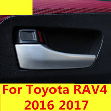 Interior tapa de pomo de la puerta lateral Trim ABS cromo decoración Interior accesorios de coche 4 Uds para Toyota RAV4 RAV 4 2016 de 2017 2024 - compra barato