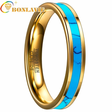 Hign Quality 4MM Gold Tungsten Ring for Men Wedding Bands Trendy Blue Stone Inlay Carbide Rings Jewelry 2024 - buy cheap