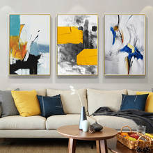Poster abstrato moderno de tela, amarelo e azul, impressões, quadros brilhantes, imagem de arte de parede, decoração de casa, sem moldura 2024 - compre barato