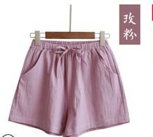 1pcs/lot New Women's Shorts Hot Summer Casual Cotton Linen Shorts Plus Size Mid Waist Shorts 2024 - buy cheap