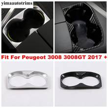 For Peugeot 3008 3008GT 2017 - 2022 Gearbox Shift Stall Water Cup Holder Panel Cover Trim Carbon Fiber / Matte Interior Refit 2024 - buy cheap