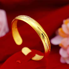 2021 new Fashion Women Girls 24K Gold color bangles Geometric Leaf carving Round Chains Bracelets Wedding Girls Original Jewelry 2024 - buy cheap