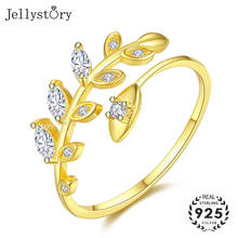 Jellystory Classic Silver 925 Open Rings with Zircon Gemstones for Women Olive leaf shaped Ring Fine Jewelry Wedding Party Gifts 2024 - buy cheap