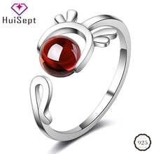 HuiSept Silver 925 Ring for Women Created Garnet Strawberry Crystal Gemstone Open Rings Jewelry Ornament Wedding Party Wholesale 2024 - buy cheap