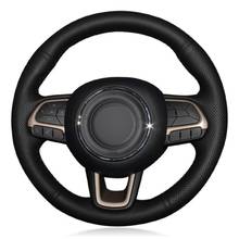 Cubierta para volante de coche, protector de cuero negro genuino para Jeep Compass 2017 2018 Renegade 2015-2018 Fiat Toro 2017-2019 Tipo 2015-2019 2024 - compra barato