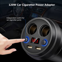 Dual USB Car Charger 4 Ports Cigarette Lighter Electronic Lighter Socket Splitter Cup Digital Voltmeter for Car DVR Radar GPS 2024 - buy cheap