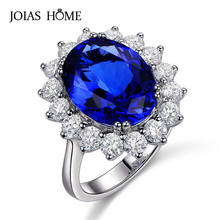 JoiasHome Luxury Silver 925 Jewelry Oval Gemstones Ring for Women Charms Sapphire Adjustable Opening Rings Party Gift Wholesale 2024 - buy cheap