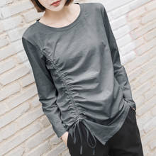 2021 Summer New Cotton Women T-Shirts Bandage Solid Long Sleeved White O-Neck Office Lady Elegant Outwear Tops 2024 - buy cheap