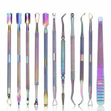 Professional Stainless Steel Nail Cuticle Pusher Tweezer Rainbow Cutter Nipper Clipper Dead Skin Remover Manicure Nail Art Tool 2024 - buy cheap