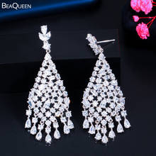 BeaQueen Gorgeous Dangle Water Drop White Cubic Zirconia Long Earrings for Women Wedding Evening Dress Jewelry Accessories E429 2024 - buy cheap