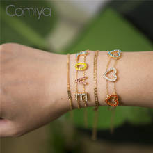 Pulseras Comiya para mujer, eslabones múltiples capas, amuletos de corazón acrílico, letras de mosaico de cristal, pulsera elegante para mujer 2024 - compra barato